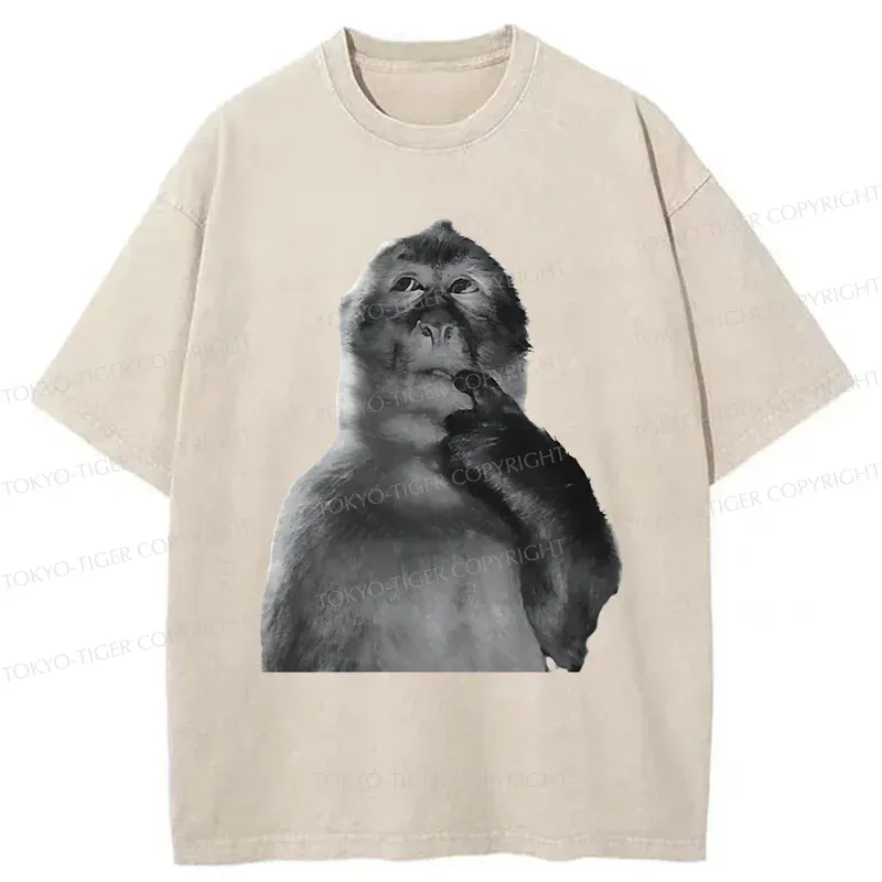 Tokyo-Tiger Thinking Monkey Washed T-Shirt