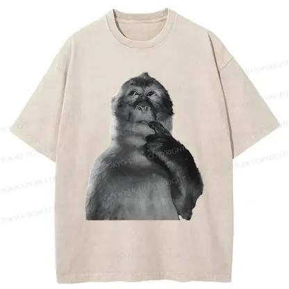 Tokyo-Tiger Thinking Monkey Washed T-Shirt