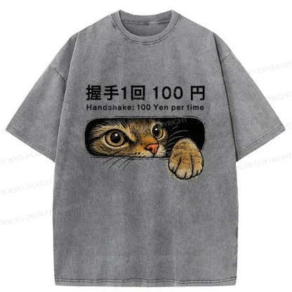 Tokyo-Tiger Shake Hands With Cat For A Fee Washed T-Shirt