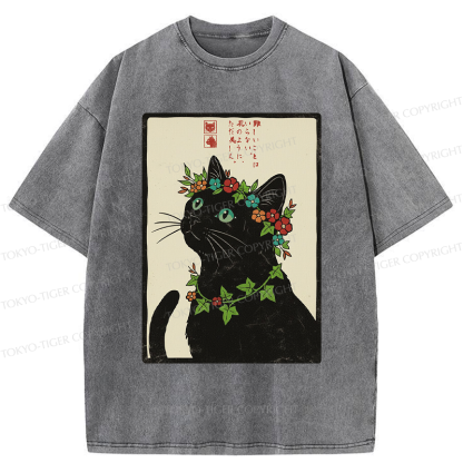 Tokyo-Tiger The Flower-Crowned Cat Washed T-Shirt