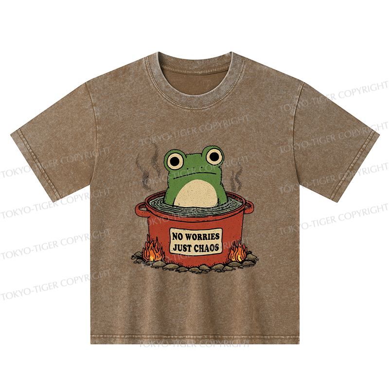 Tokyo-Tiger Frog：No Worries，Just Chaos Kids Washed T-Shirt