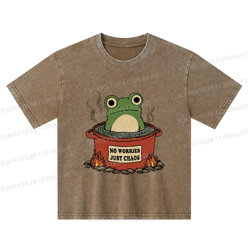 Tokyo-Tiger Frog：No Worries，Just Chaos Kids Washed T-Shirt