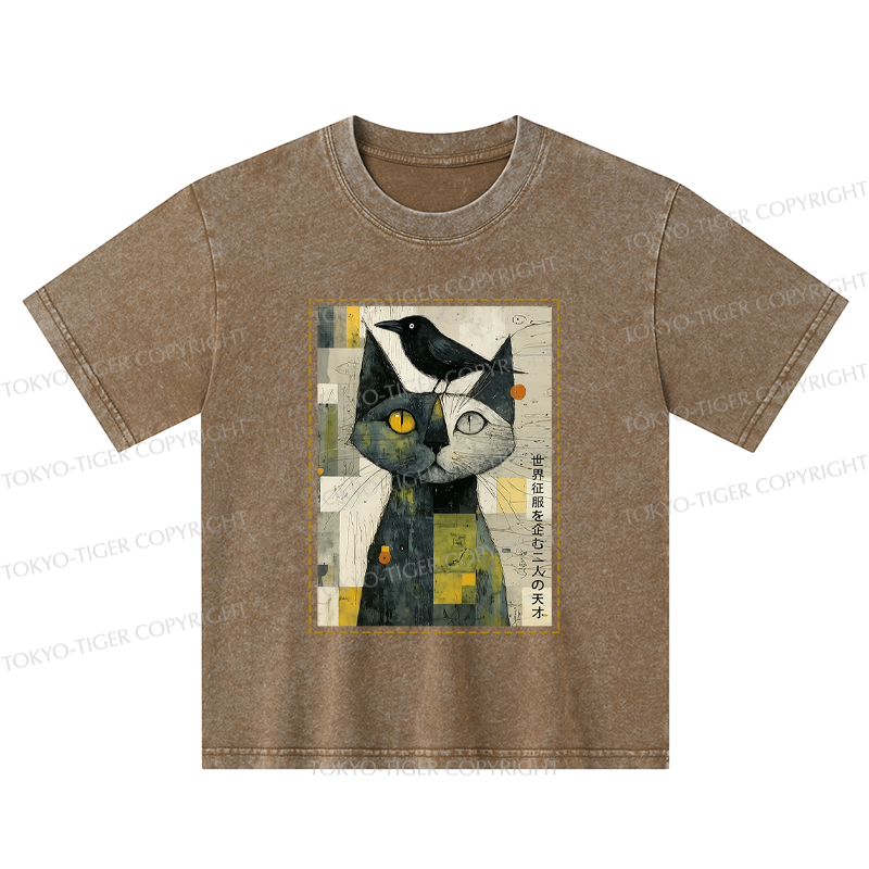 Tokyo-Tiger The Cat And The Crow Are Planning To Rule The World Kids Washed T-Shirt