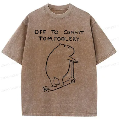 Tokyo-Tiger Capybara Is Ready To Do Something Bad Washed T-Shirt