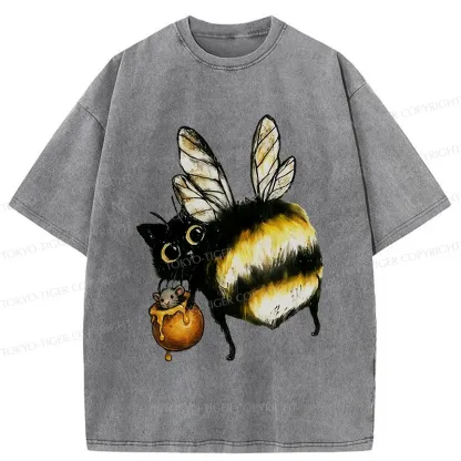 Tokyo-Tiger Cute Catbee Butt Washed T-Shirt