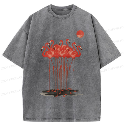 Tokyo-Tiger Flamingos at Dusk Washed T-Shirt