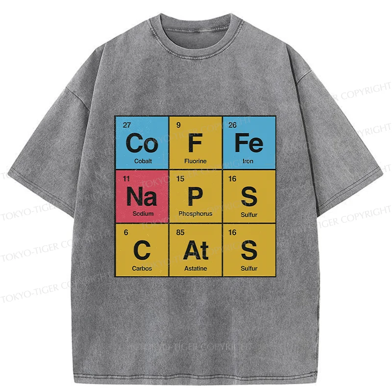 Tokyo-Tiger Table Of Daily Life Elements Washed T-Shirt