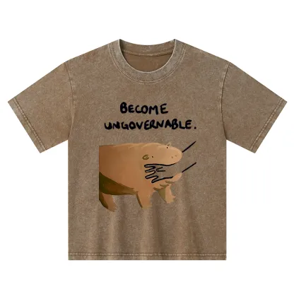 Tokyo-Tiger Moo Deng Bites Someone's Arm Kids Washed T-Shirt