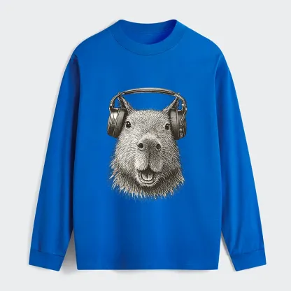 Tokyo-Tiger Capybara Listening To Music Classic Long Sleeve T-Shirt