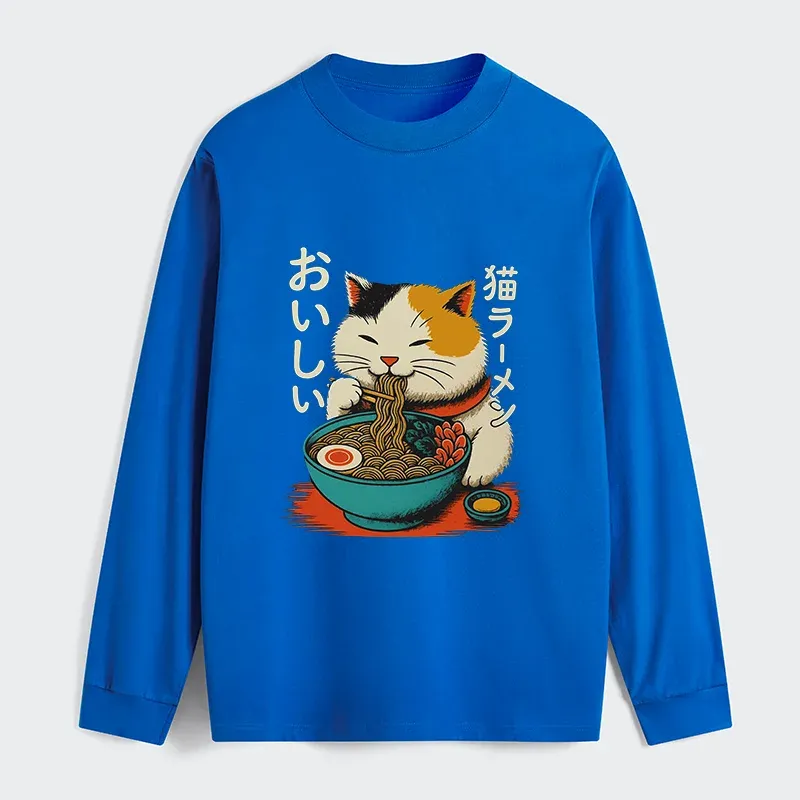 Tokyo-Tiger Cute Eat Eating Japanese Ramen Classic Long Sleeve T-Shirt