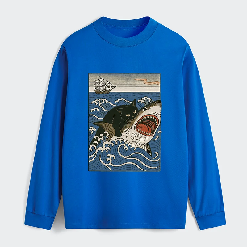 Tokyo-Tiger Cat Hunting Shark Classic Long Sleeve T-Shirt