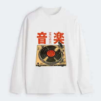 Tokyo-Tiger Retro Music Record Player Classic Long Sleeve T-Shirt