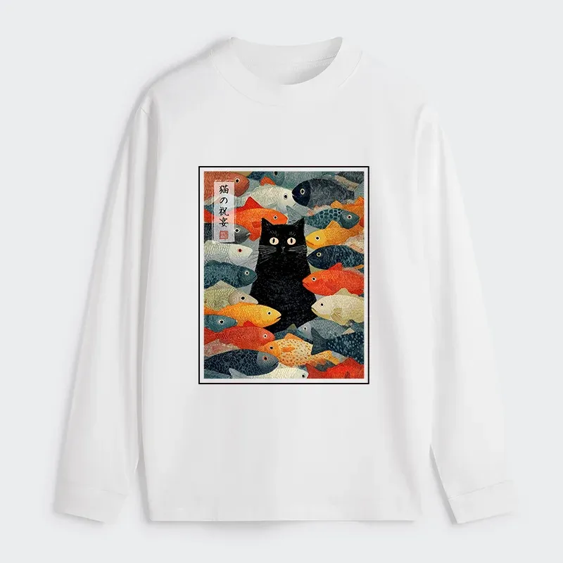 Tokyo-Tiger The Cat's Feast of Fish Classic Long Sleeve T-Shirt