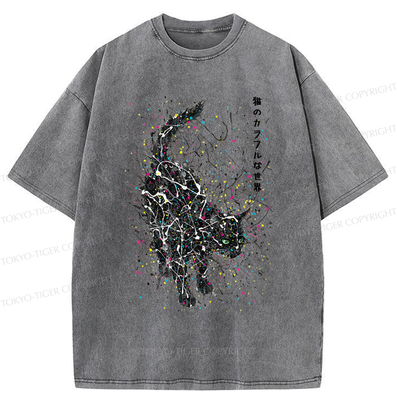 Tokyo-Tiger In the Spectrum of Cats Washed T-Shirt