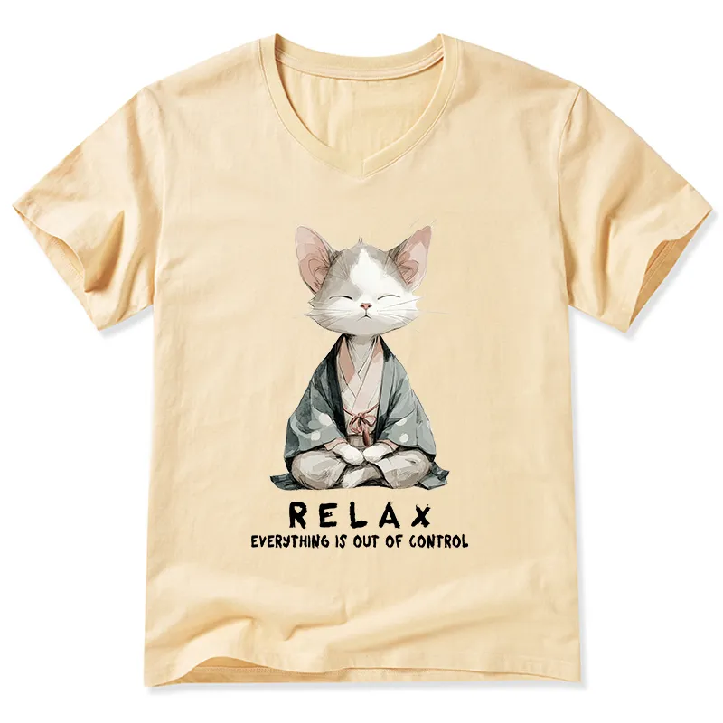 Tokyo-Tiger Zen Cat Relaxation，Everything's Out Of Control V-Neck Classic T-Shirt
