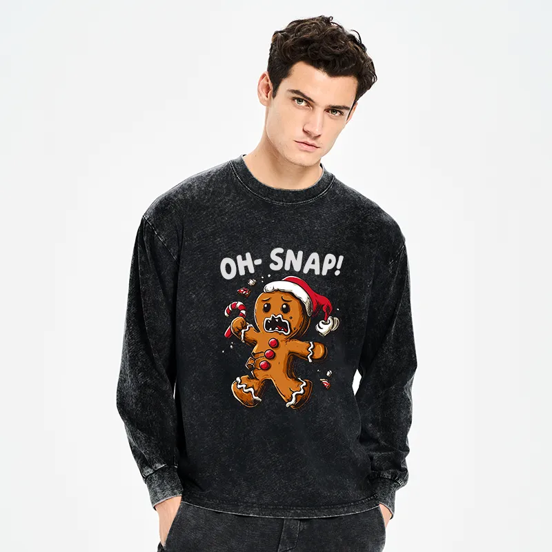 Tokyo-Tiger Oh Snap The Gingerbread Man's Christmas Chaos Washed Long Sleeve T-Shirt