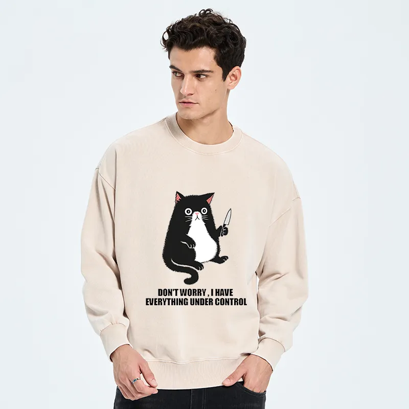Tokyo-Tiger Cat Said Don't Worry Washed Sweatshirt