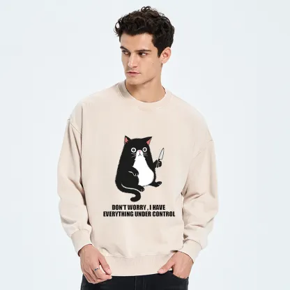 Tokyo-Tiger Cat Said Don't Worry Washed Sweatshirt