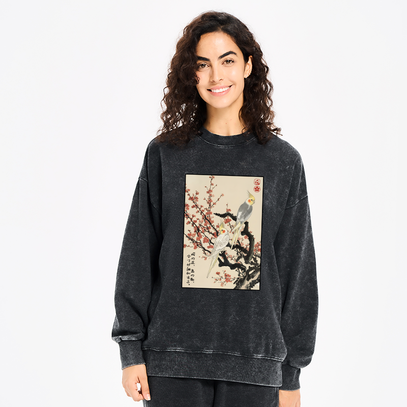 Tokyo-Tiger Whispers of Silent Blossoms Washed Sweatshirt