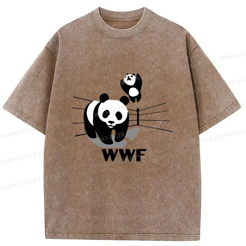 Tokyo-Tiger Wrestling Pandas Meme Washed T-Shirt