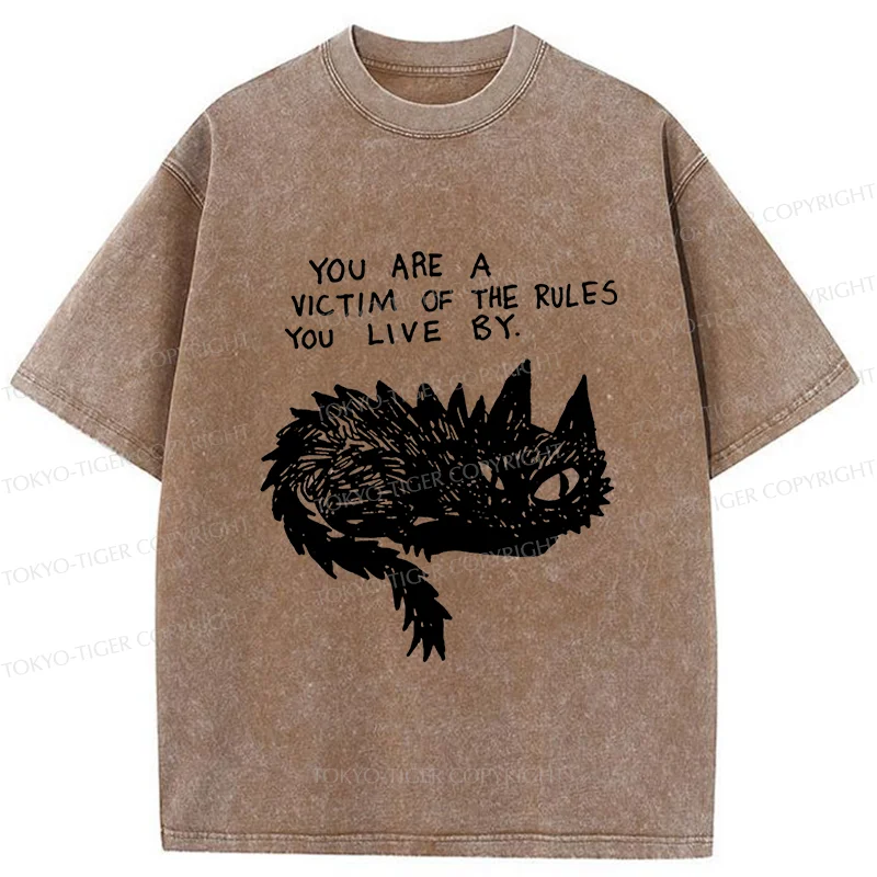 Tokyo-Tiger Funny Black Cat Meme Washed T-Shirt