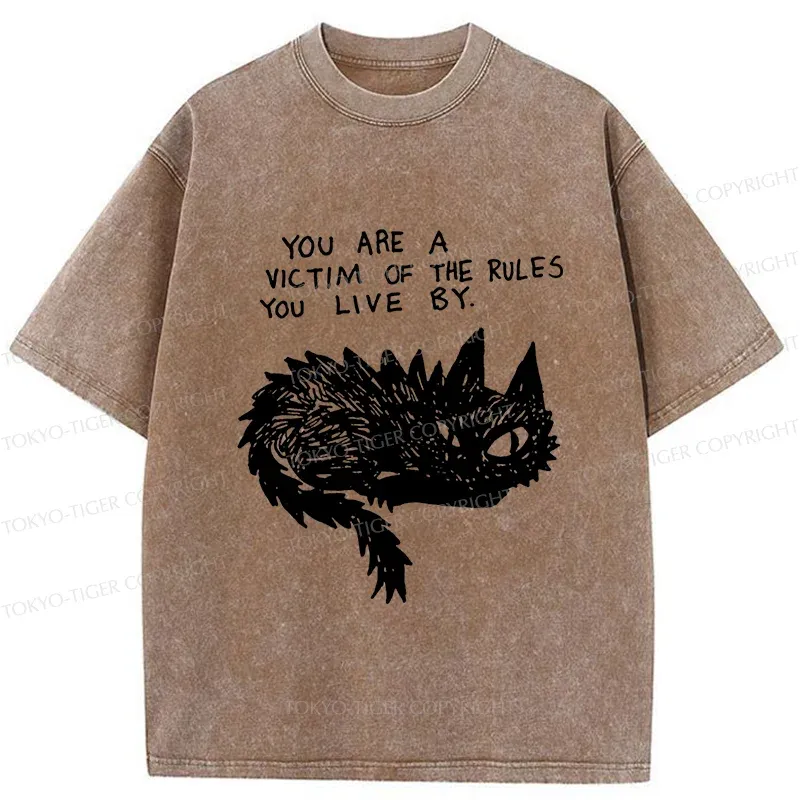 Tokyo-Tiger Funny Black Cat Meme Washed T-Shirt
