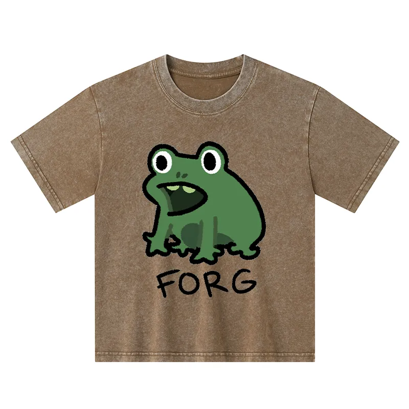 Tokyo-Tiger Funny Forg Japan Kids Washed T-Shirt