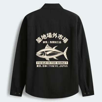 Tokyo-Tiger Japan Tsukiji Fish Market Men's Corduroy Work Jacket