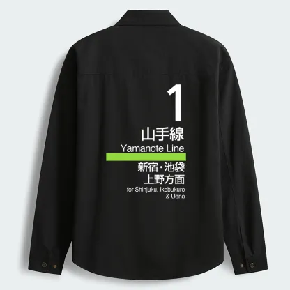 Tokyo-Tiger Tokyo Yamanote Line Platform Sign Men's Corduroy Work Jacket