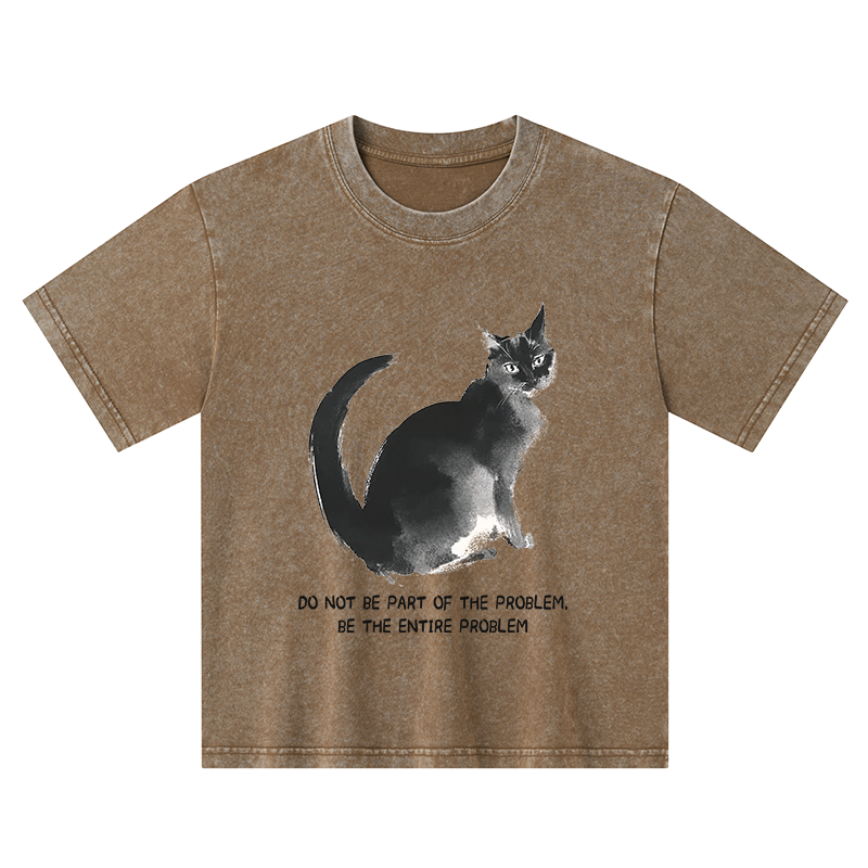 Tokyo-Tiger Funny Cat Be The Entire Problem Kids Washed T-Shirt