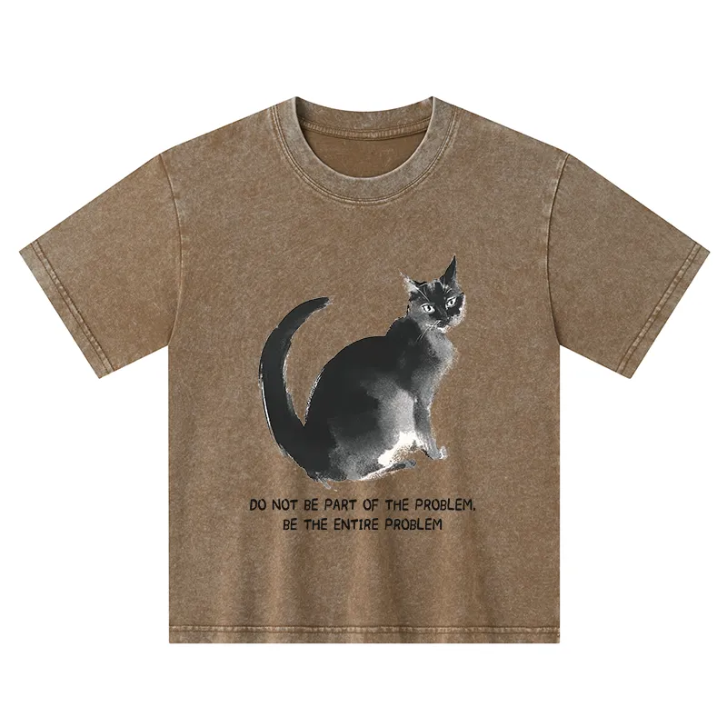 Tokyo-Tiger Funny Cat Be The Entire Problem Kids Washed T-Shirt