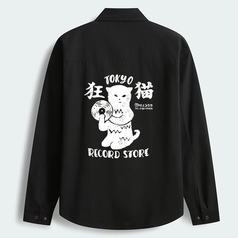 Tokyo-Tiger Tokyo Record Store Cat CD Men's Corduroy Work Jacket