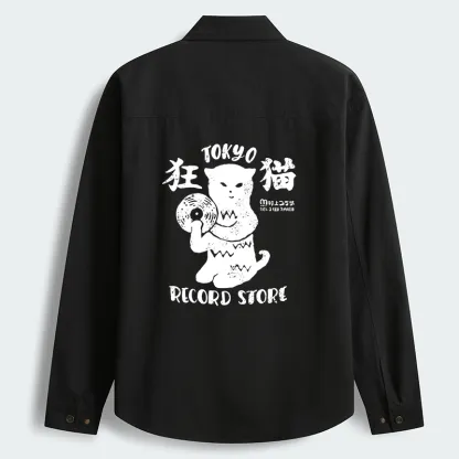 Tokyo-Tiger Tokyo Record Store Cat CD Men's Corduroy Work Jacket