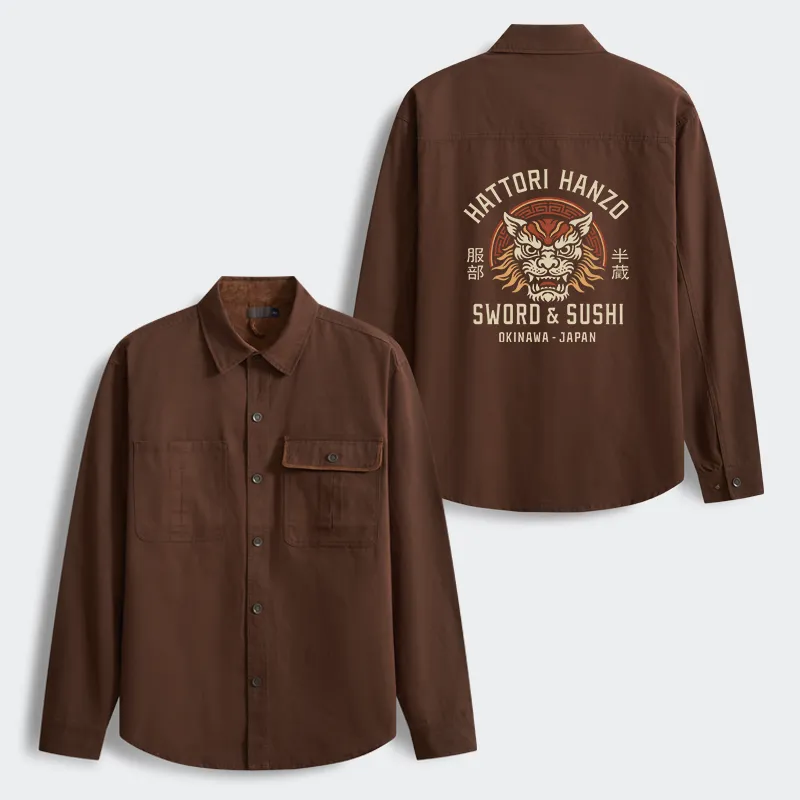 Tokyo-Tiger Hattori Lion Japanese Samurai Men's Corduroy Work Jacket