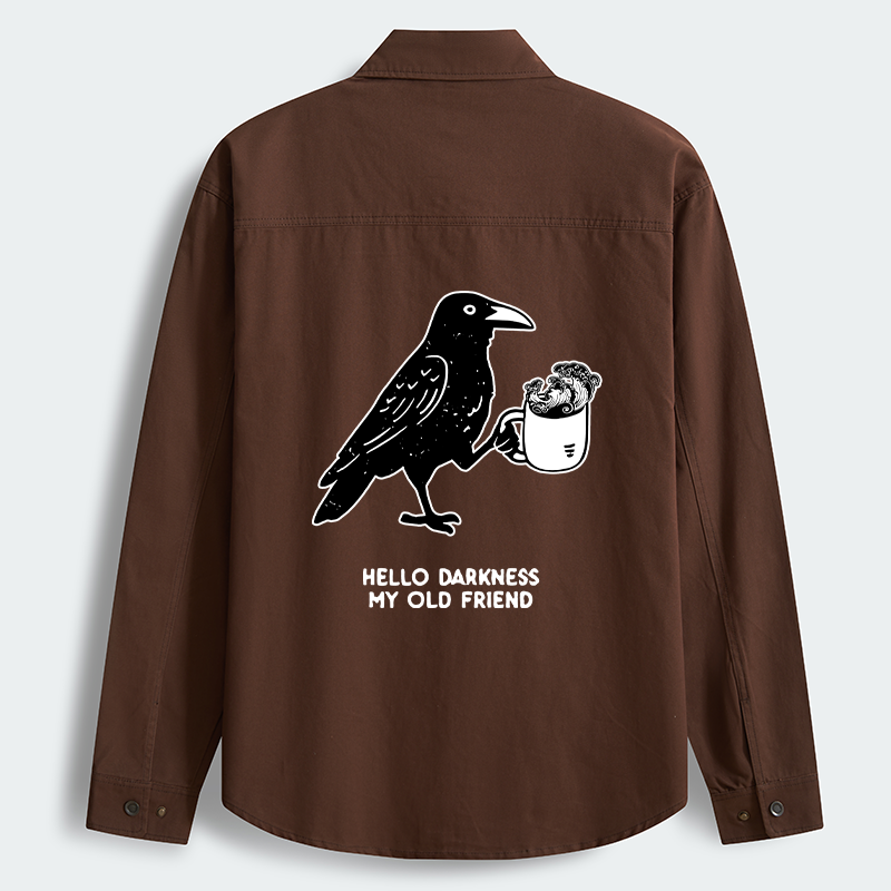 Tokyo-Tiger Crow Drinking Black Coffee Funny Men's Corduroy Work Jacket