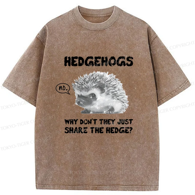 Tokyo-Tiger Funny Hedgehog Meme Washed T-Shirt