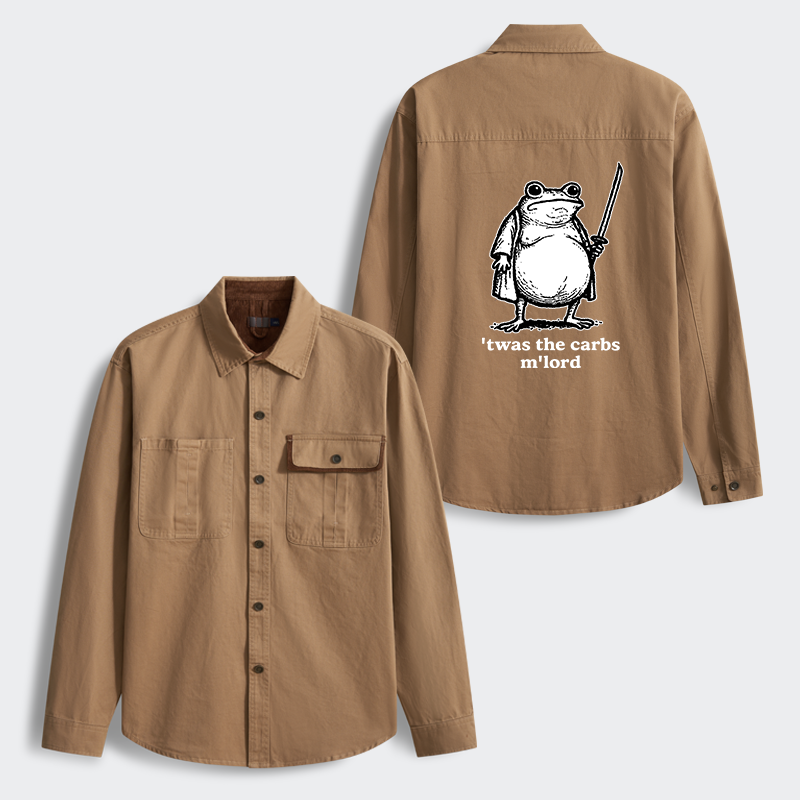 Tokyo-Tiger Funny Fat Samurai Frog Men's Corduroy Work Jacket