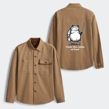 Tokyo-Tiger Funny Fat Samurai Frog Men's Corduroy Work Jacket
