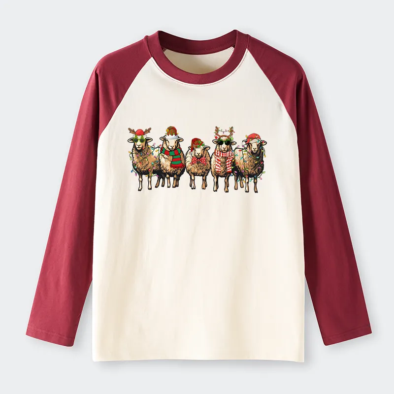 Tokyo-Tiger Christmas Sheep Raglan Long Sleeve T-shirt