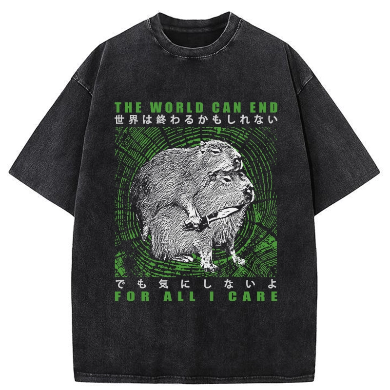 Tokyo-Tiger World Can End For All I Care Washed T-Shirt