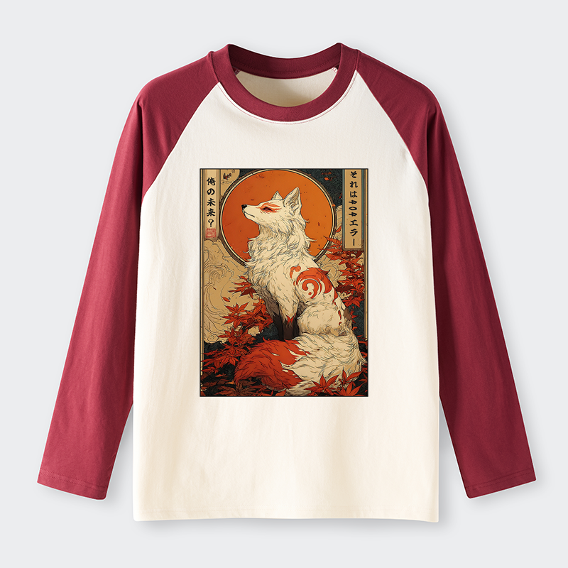 Tokyo-Tiger The Fox of Fates: A Tale of Nine Tails Raglan Long Sleeve T-shirt