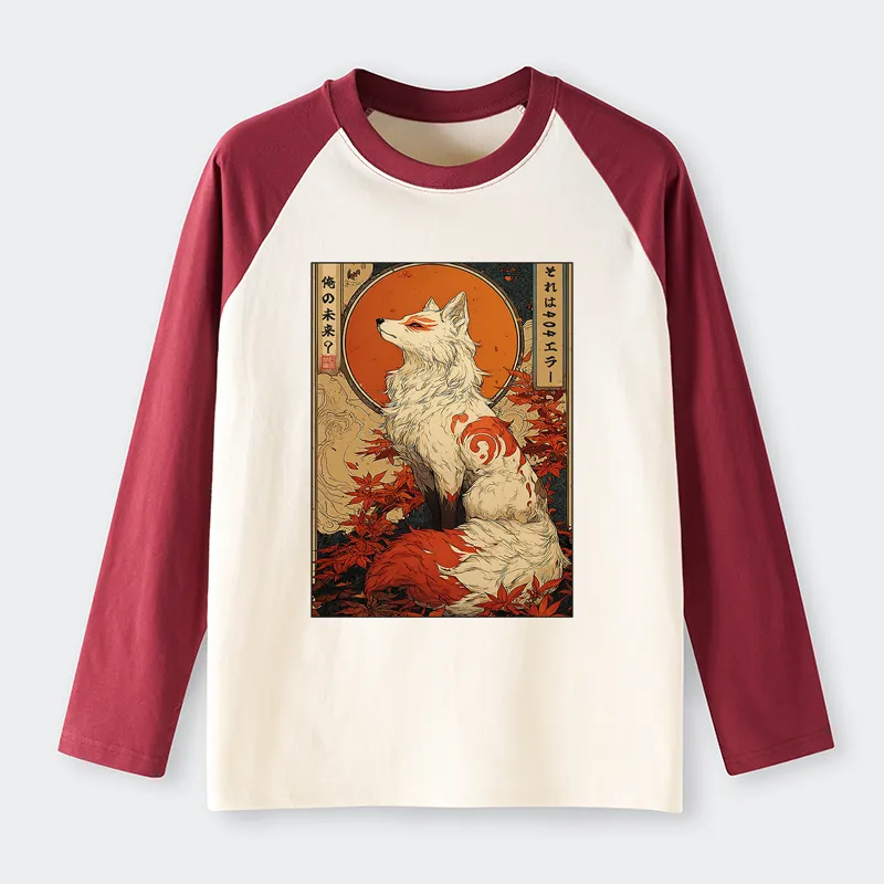 Tokyo-Tiger The Fox of Fates: A Tale of Nine Tails Raglan Long Sleeve T-shirt