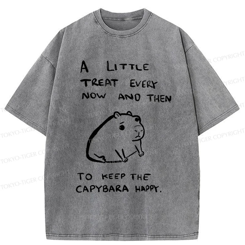 Tokyo-Tiger Keep Capybara Happy Washed T-Shirt