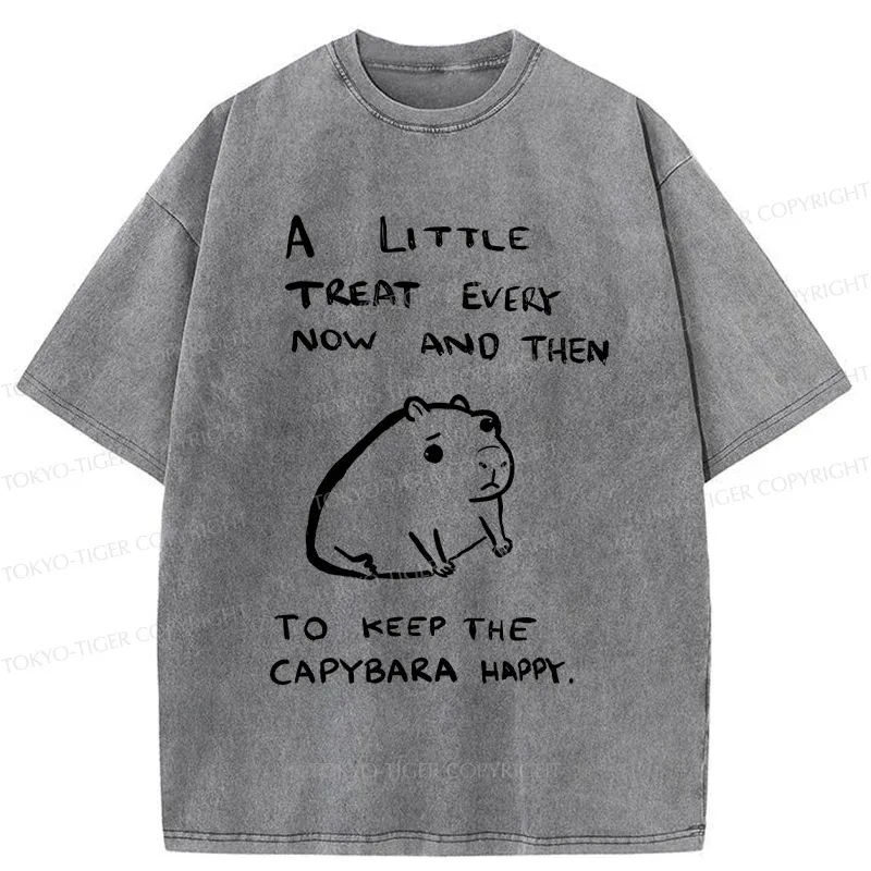 Tokyo-Tiger Keep Capybara Happy Washed T-Shirt