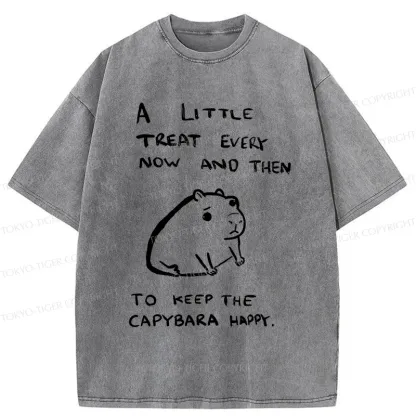 Tokyo-Tiger Keep Capybara Happy Washed T-Shirt