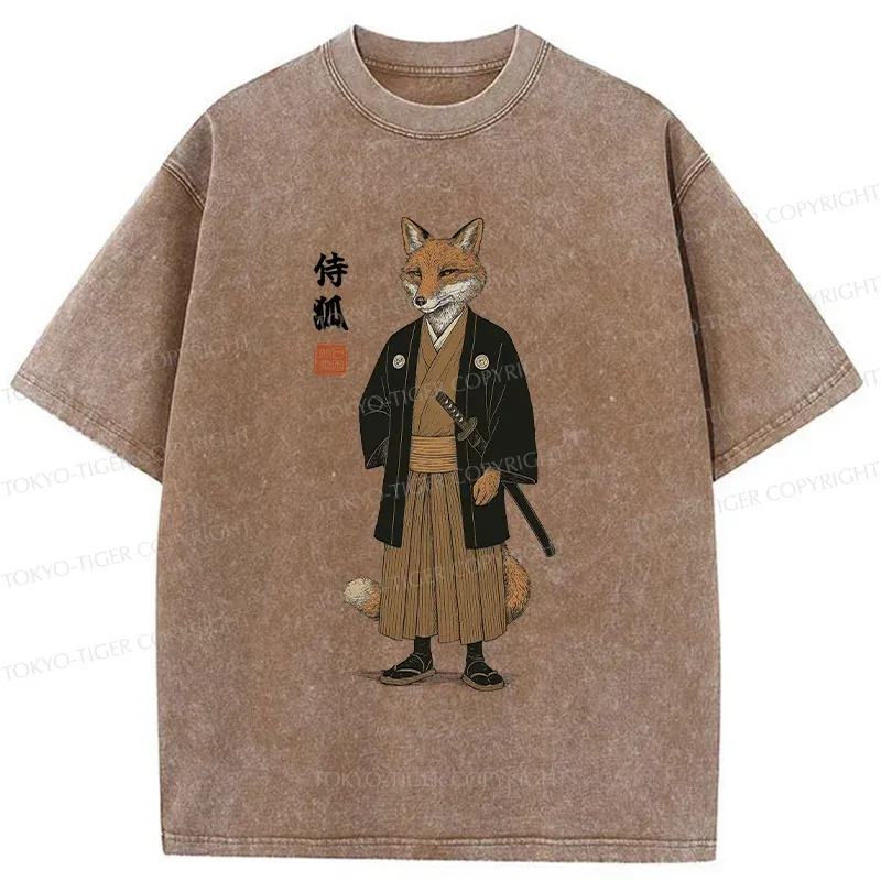 Tokyo-Tiger Fox Samurai Washed T-Shirt
