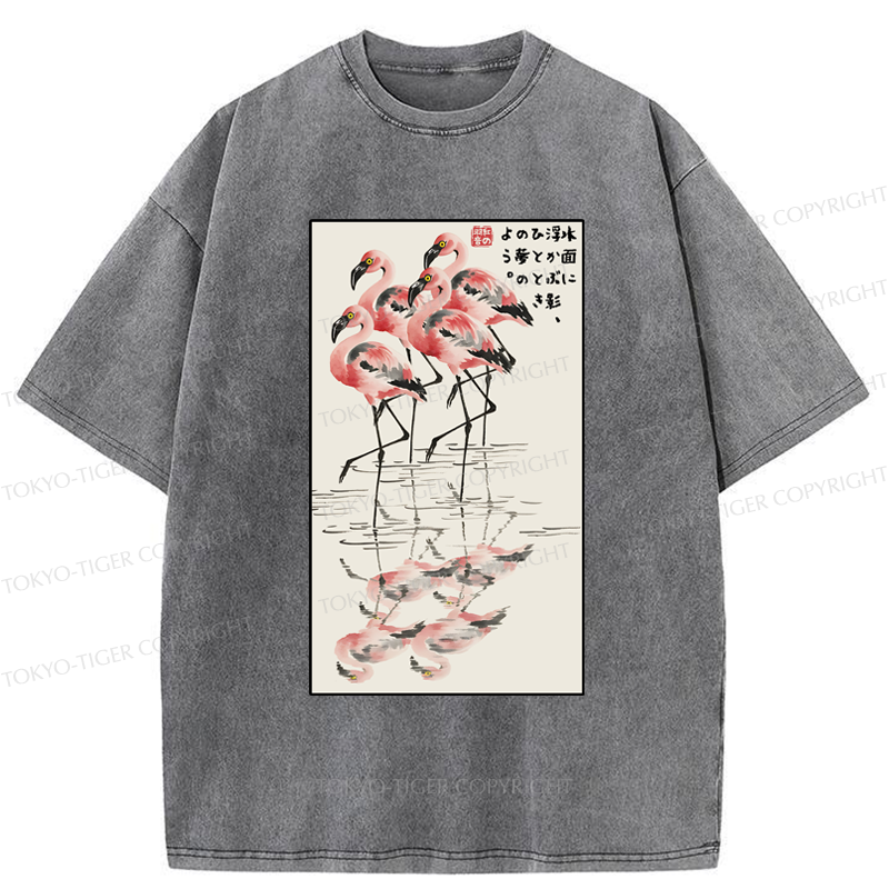 Tokyo-Tiger Flamingo's Grace Washed T-Shirt