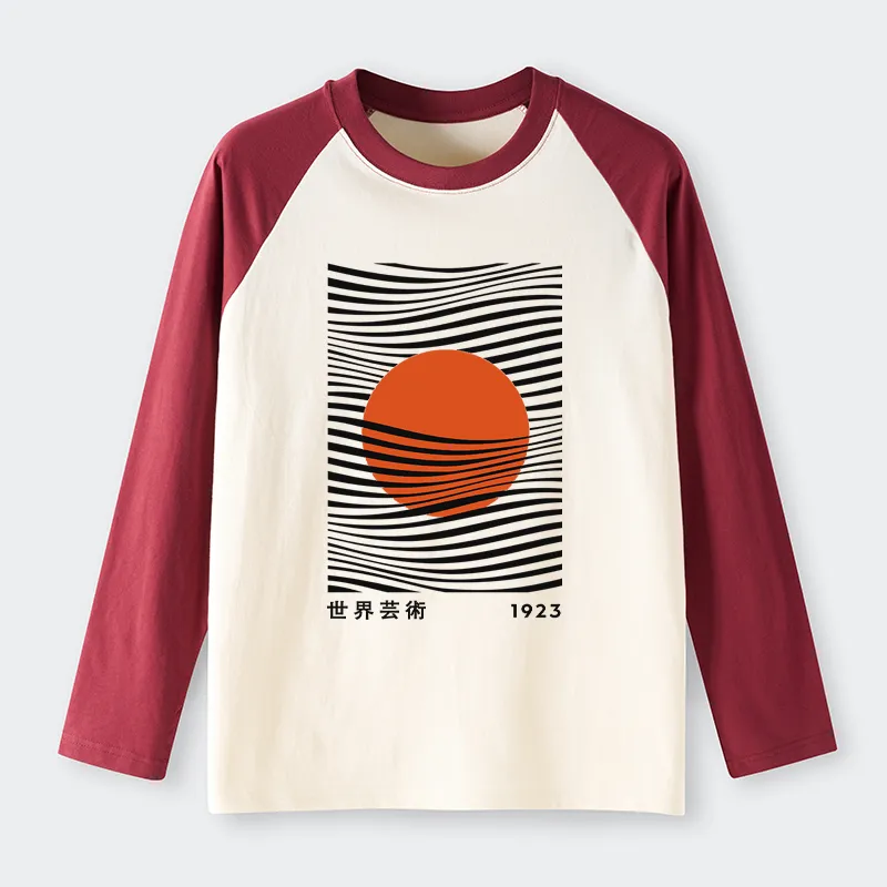 Tokyo-Tiger Minimalist Art Sun Raglan Long Sleeve T-shirt