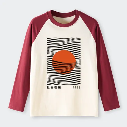 Tokyo-Tiger Minimalist Art Sun Raglan Long Sleeve T-shirt
