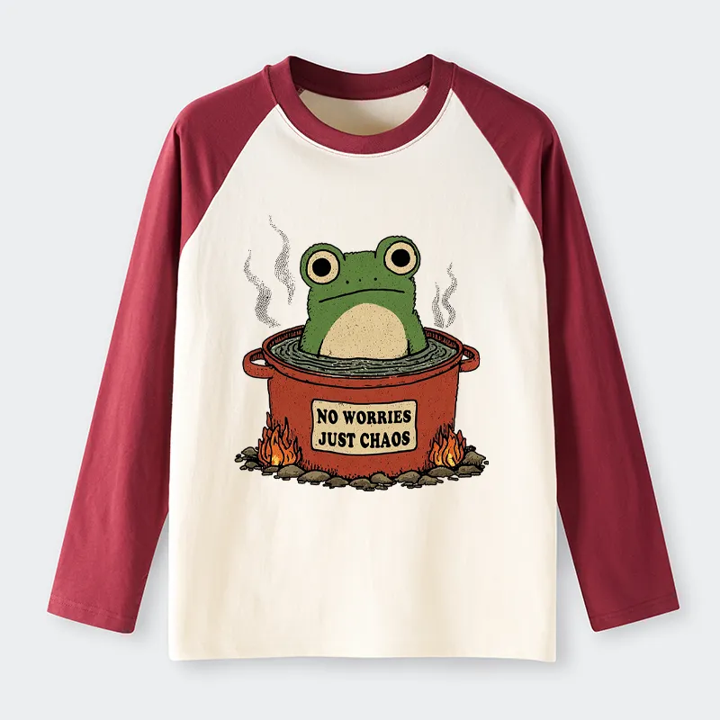 Tokyo-Tiger Frog：No Worries，Just Chaos Raglan Long Sleeve T-shirt